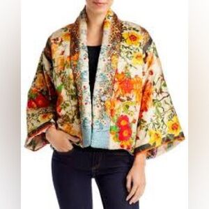 Johnny Was Petra Reversible Bomber Silk Kimono Jacket